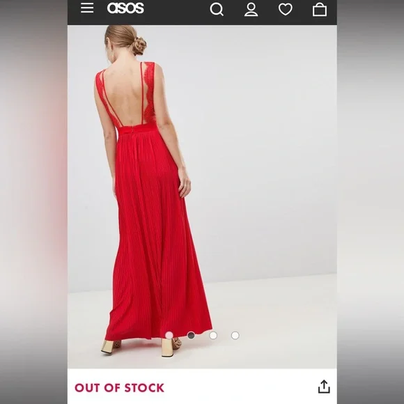 ASOS EMERALD GREEN Pleated with lace top Halter Gown US SIZE 2 - Picture 10 of 12